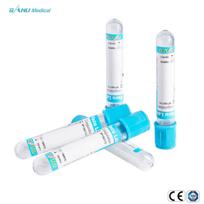Tubes en verre supérieurs bleus d'essai de coagulation avec l'additif de citrate de sodium de 3,2%
