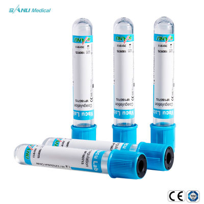 Tubes en verre supérieurs bleus d'essai de coagulation avec l'additif de citrate de sodium de 3,2%