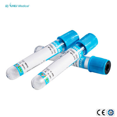 Tubes en verre supérieurs bleus d'essai de coagulation avec l'additif de citrate de sodium de 3,2%
