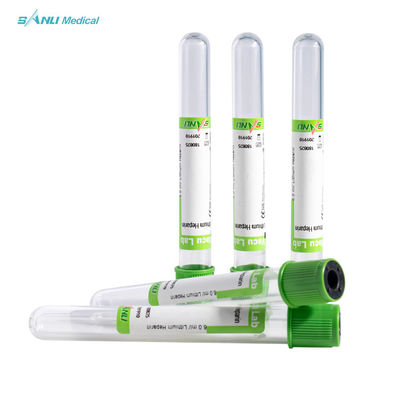 Tube vert en verre jetable d'héparine de lithium pour la collection de sang
