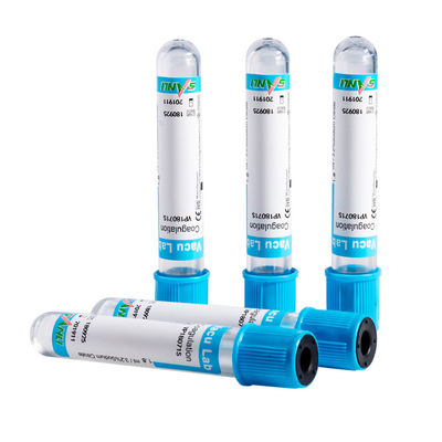 Tubes à essai en verre supérieurs bleus de coagulation d'OIN de la CE avec l'additif de citrate de sodium de 3,2%