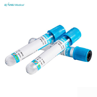Tubes à essai en verre supérieurs bleus de coagulation d'OIN de la CE avec l'additif de citrate de sodium de 3,2%