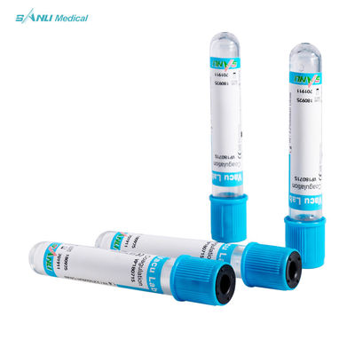Tubes en verre supérieurs bleus d'essai de coagulation avec l'additif de citrate de sodium de 3,2%