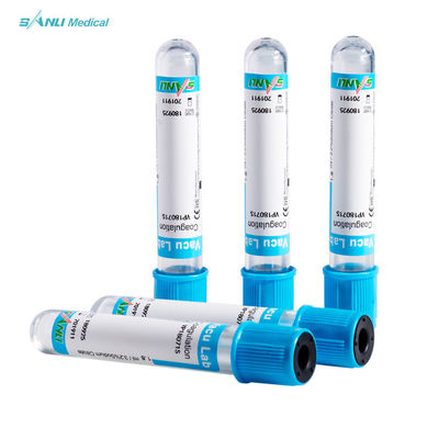 Tubes en verre supérieurs bleus d'essai de coagulation avec l'additif de citrate de sodium de 3,2%