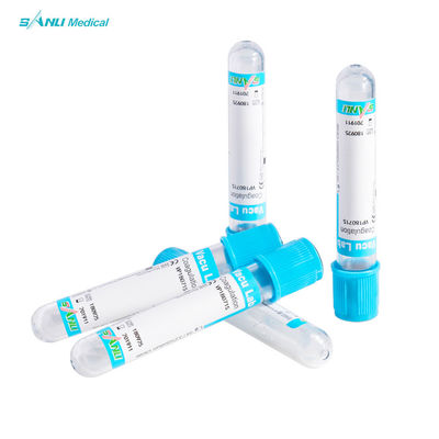 Tubes en verre supérieurs bleus d'essai de coagulation avec l'additif de citrate de sodium de 3,2%