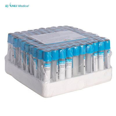 Tubes en verre supérieurs bleus d'essai de coagulation avec l'additif de citrate de sodium de 3,2%