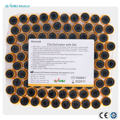 Prélèvement jetable de sang d'activateur de caillot d'ANIMAL FAMILIER avec le gel 13x100mm