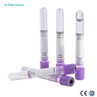 les tubes en plastique supérieurs pourpres K3EDTA de collection de sang ont enduit l'emballage du plateau 100pcs