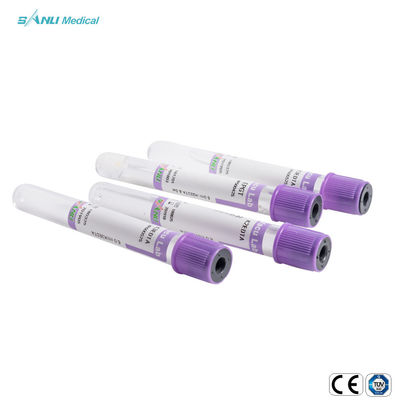 les tubes en plastique supérieurs pourpres K3EDTA de collection de sang ont enduit l'emballage du plateau 100pcs