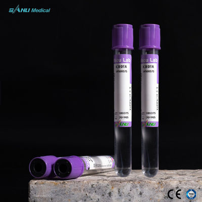 les tubes en plastique supérieurs pourpres K3EDTA de collection de sang ont enduit l'emballage du plateau 100pcs