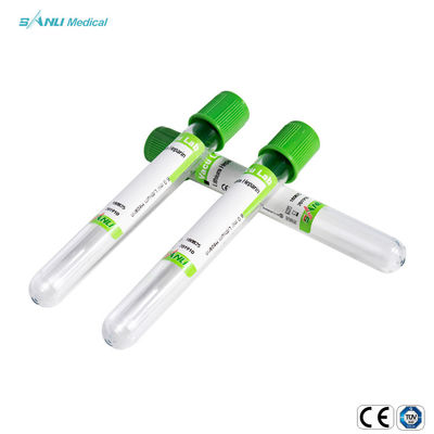 Tube en verre de collection de sang de chapeau vert