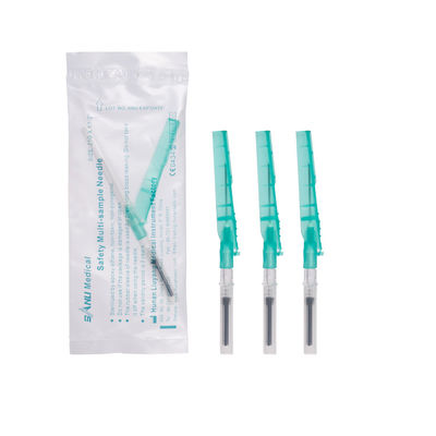 Aiguille bleue 21G de collection de sang de sécurité 3/4 pouce avec la chambre de retour en arrière