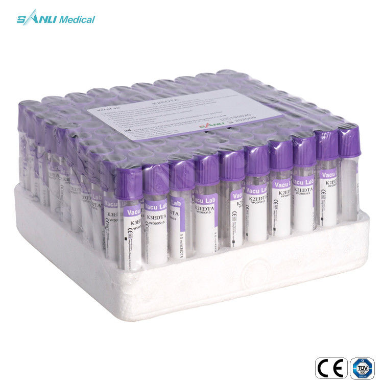 Tube pourpre de l'EDTA K2 K3 de sérum d'OIN de la CE de sang du tube jetable 2ml 3ml 4ml 5ml de collection
